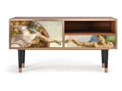 Hot Mueble de TV - 115х59х48 cm - T3 - The Creation of Adam, Nogueira Castanho
