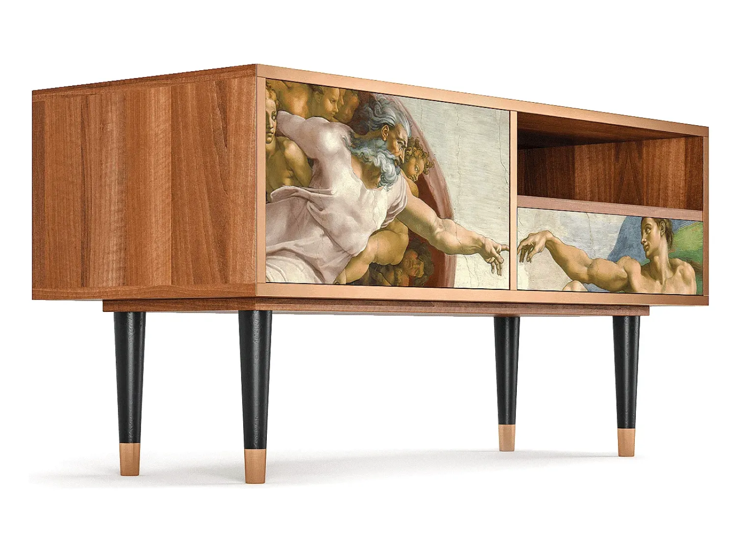 Hot Mueble de TV - 115х59х48 cm - T3 - The Creation of Adam, Nogueira Castanho