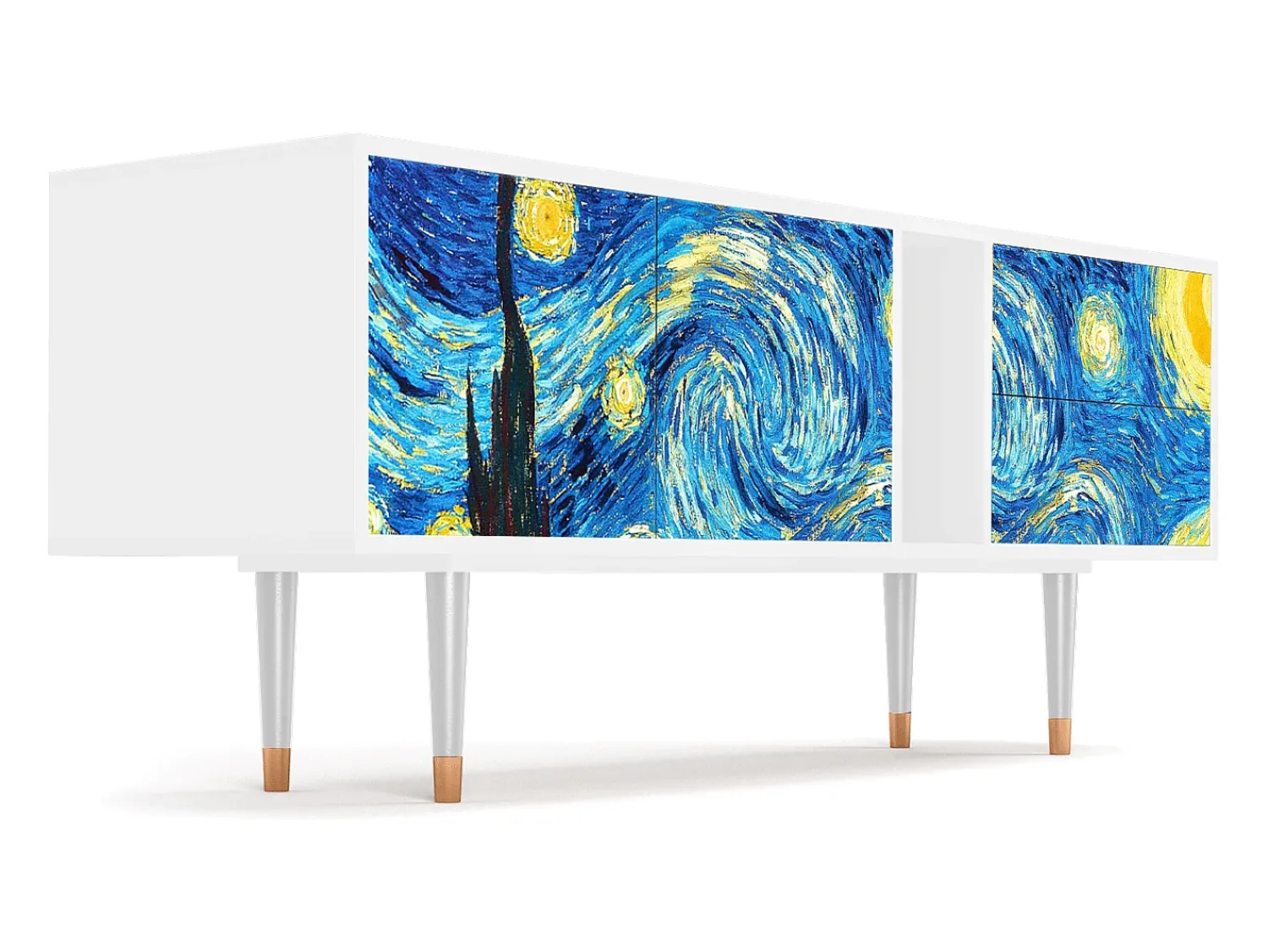 Móvel De Tv| Mueble de TV - 170х69х48 cm - T1 - The Starry Night , Branco Bege
