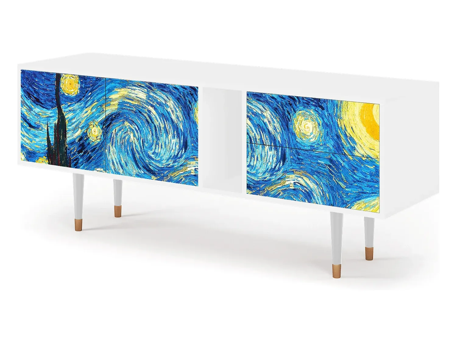 Móvel De Tv| Mueble de TV - 170х69х48 cm - T1 - The Starry Night , Branco Bege