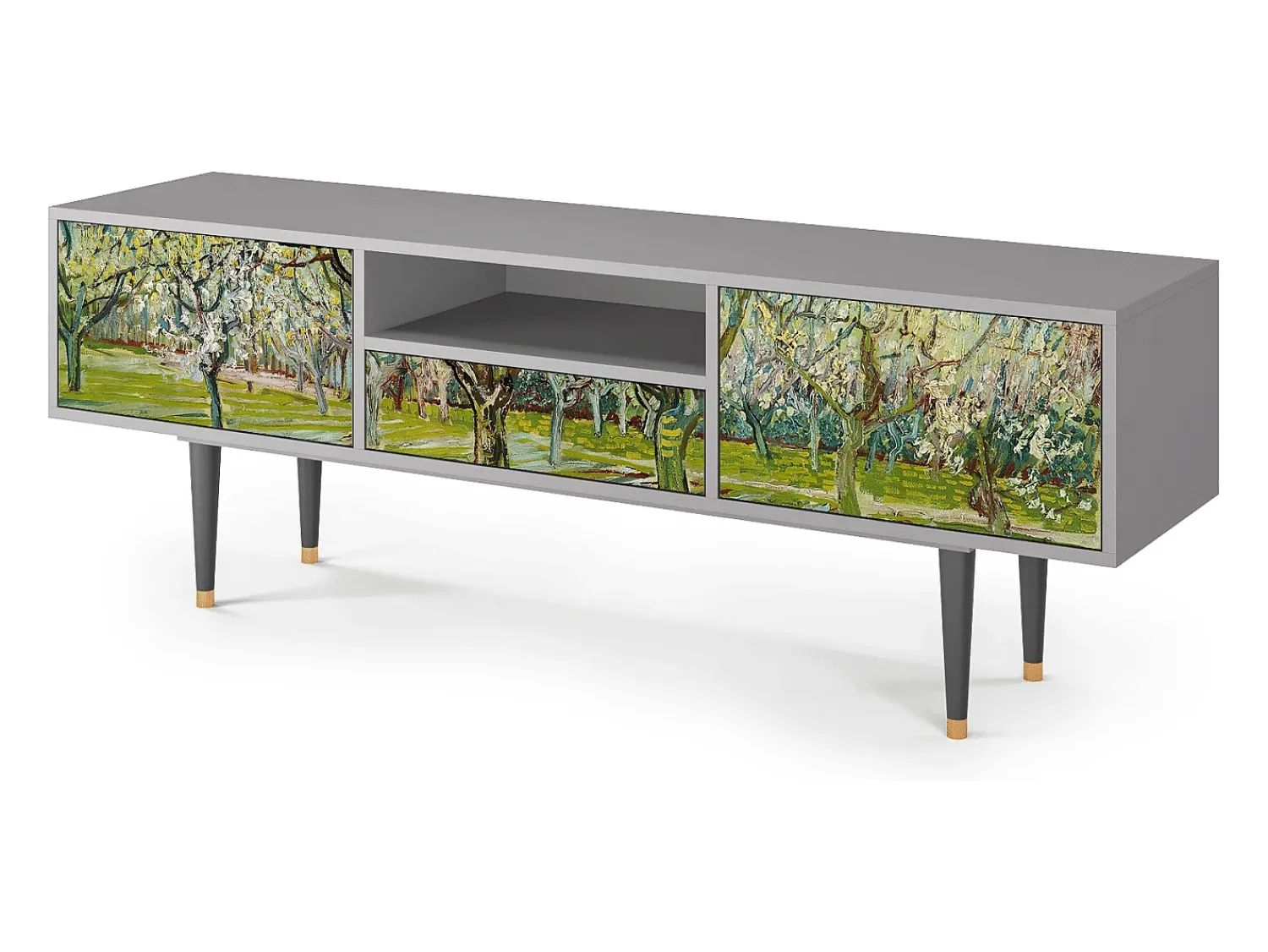 Mueble de TV - 170х59х41 cm - T6 - The Branco Orchard, Cinza Cinzento