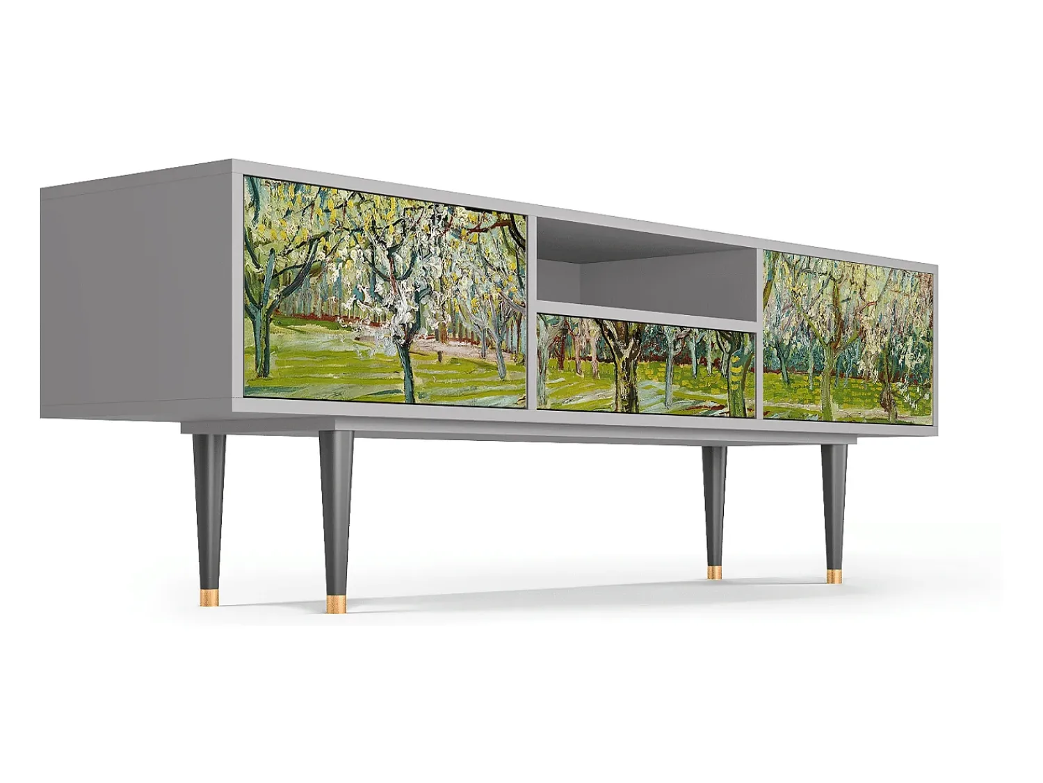 Mueble de TV - 170х59х41 cm - T6 - The Branco Orchard, Cinza Cinzento