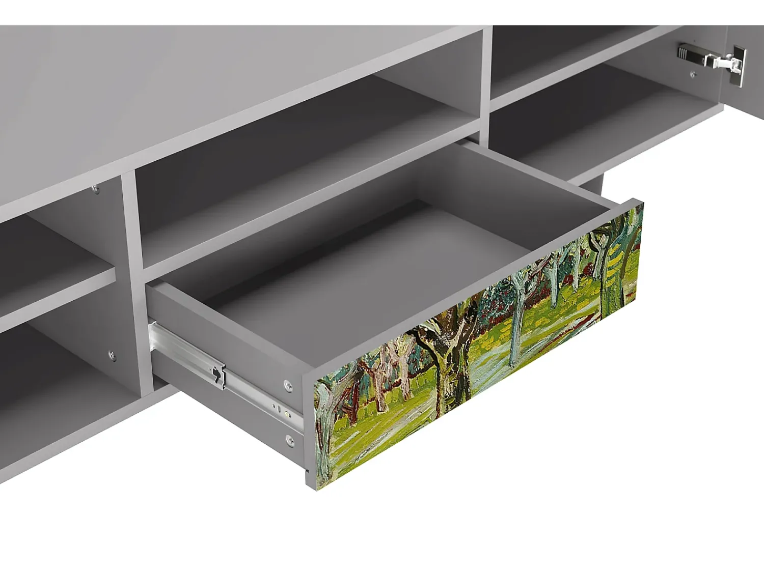 Mueble de TV - 170х59х41 cm - T6 - The Branco Orchard, Cinza Cinzento