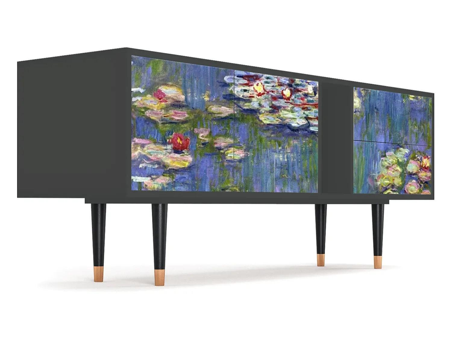Móvel De Tv| Mueble de TV - 170х69х48 cm - T1 - The water lily pond , Antracite Cinza antracite
