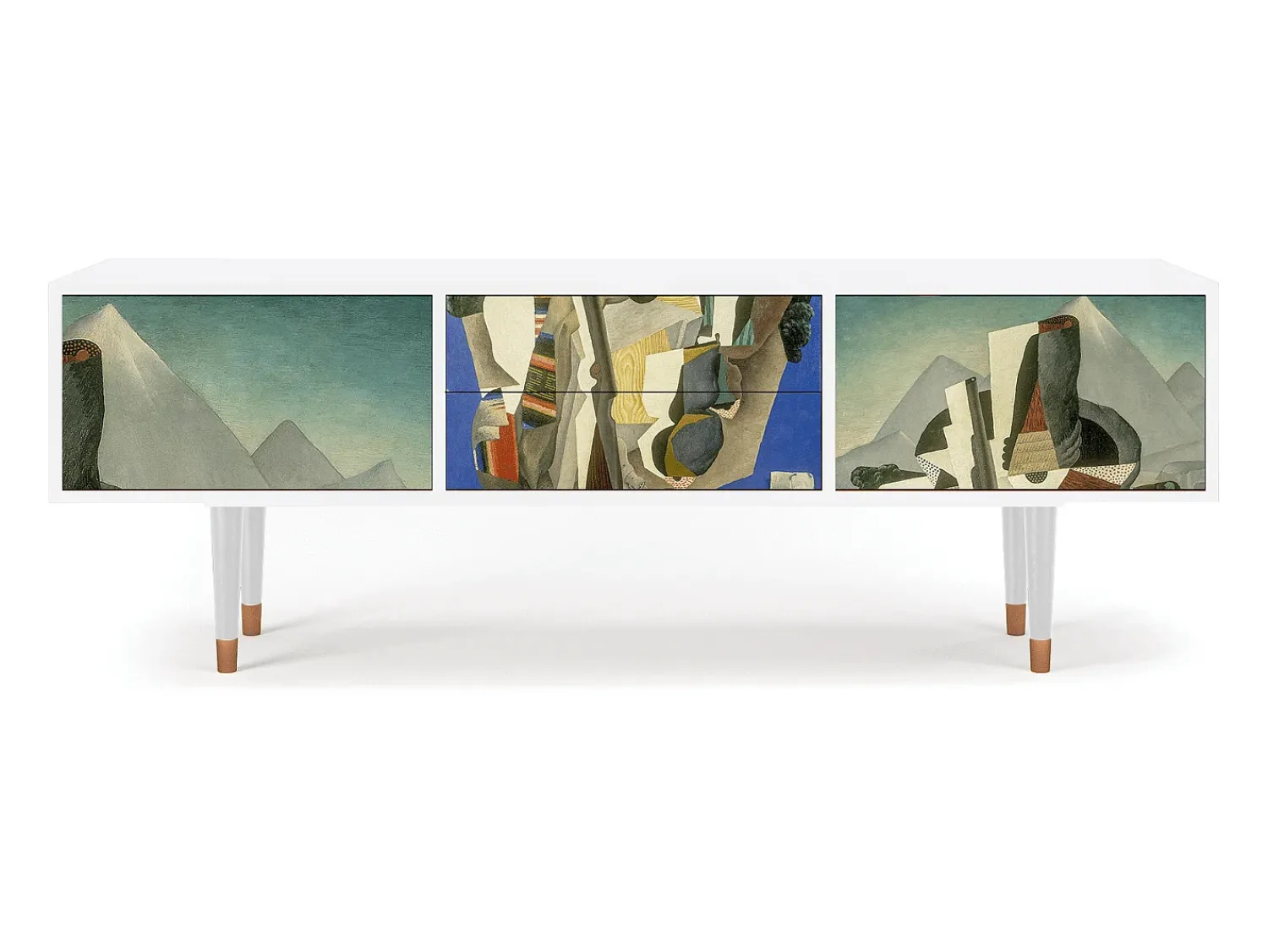Mueble de TV - 170х59х48 cm - T4 - The Cubist Paintings , Branco^ Móvel De Tv