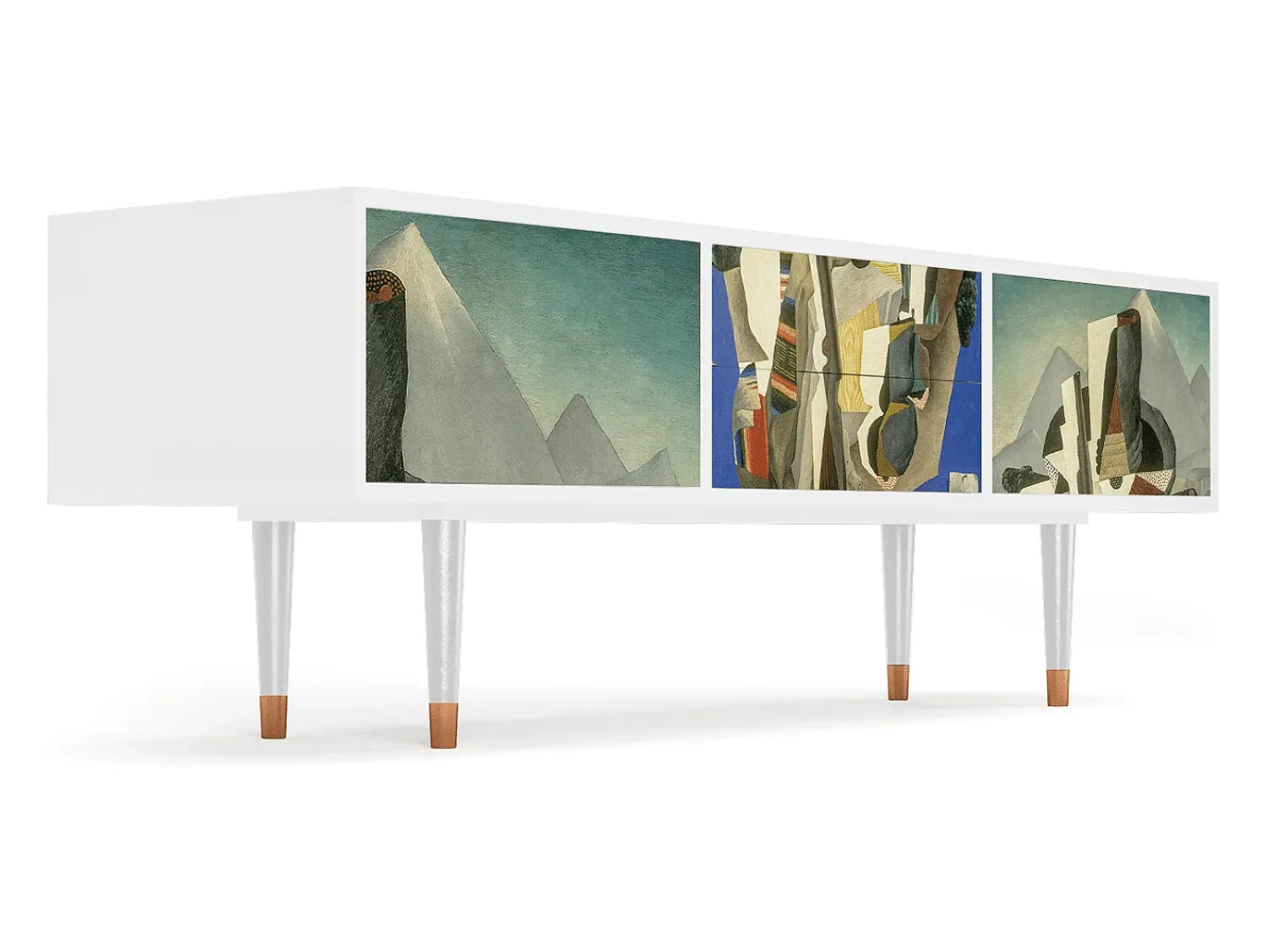 Mueble de TV - 170х59х48 cm - T4 - The Cubist Paintings , Branco^ Móvel De Tv