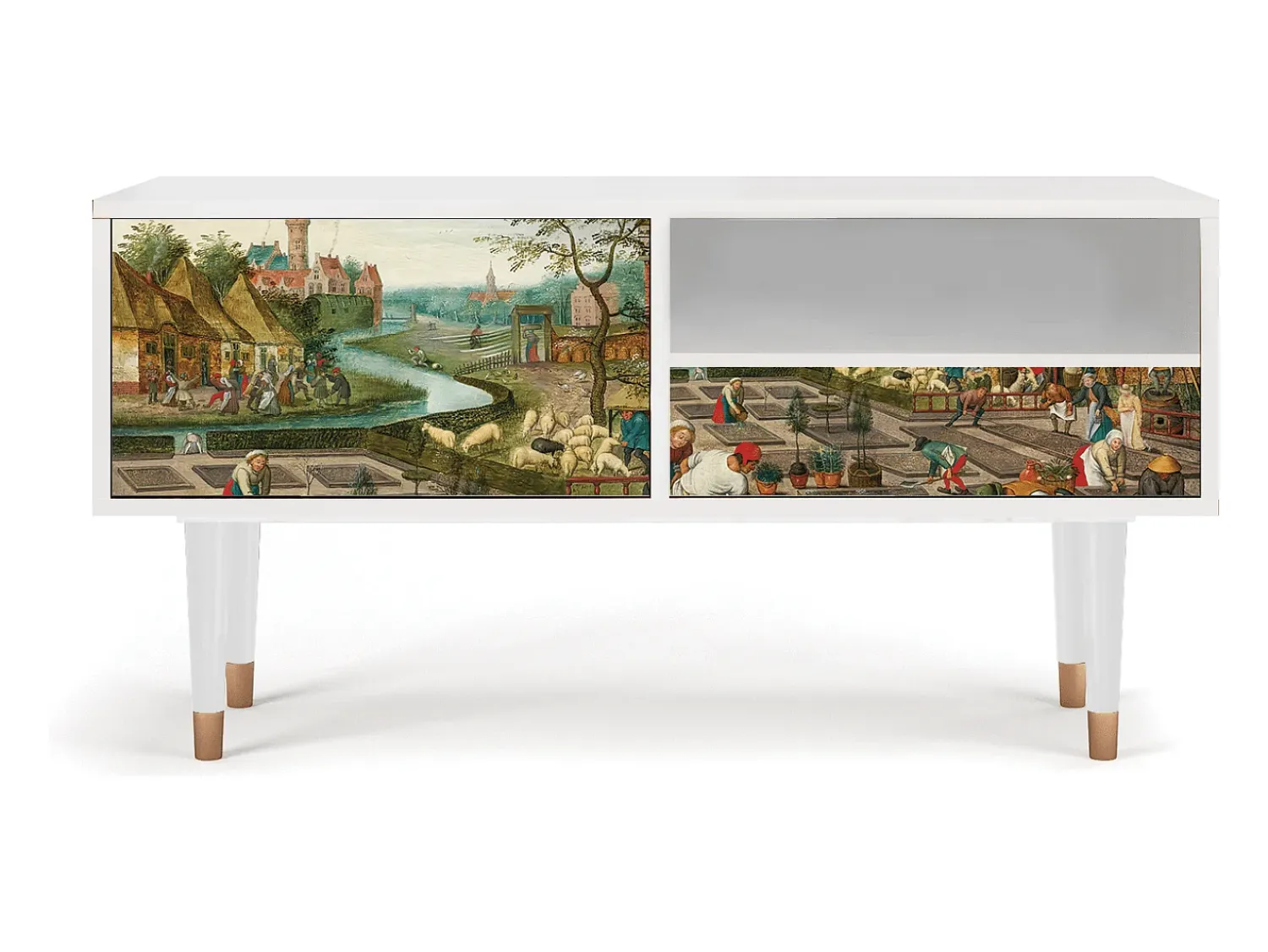 Móvel De Tv* Mueble de TV - 115х59х48 cm - T3 - The Younger - Spring, Branco Bege