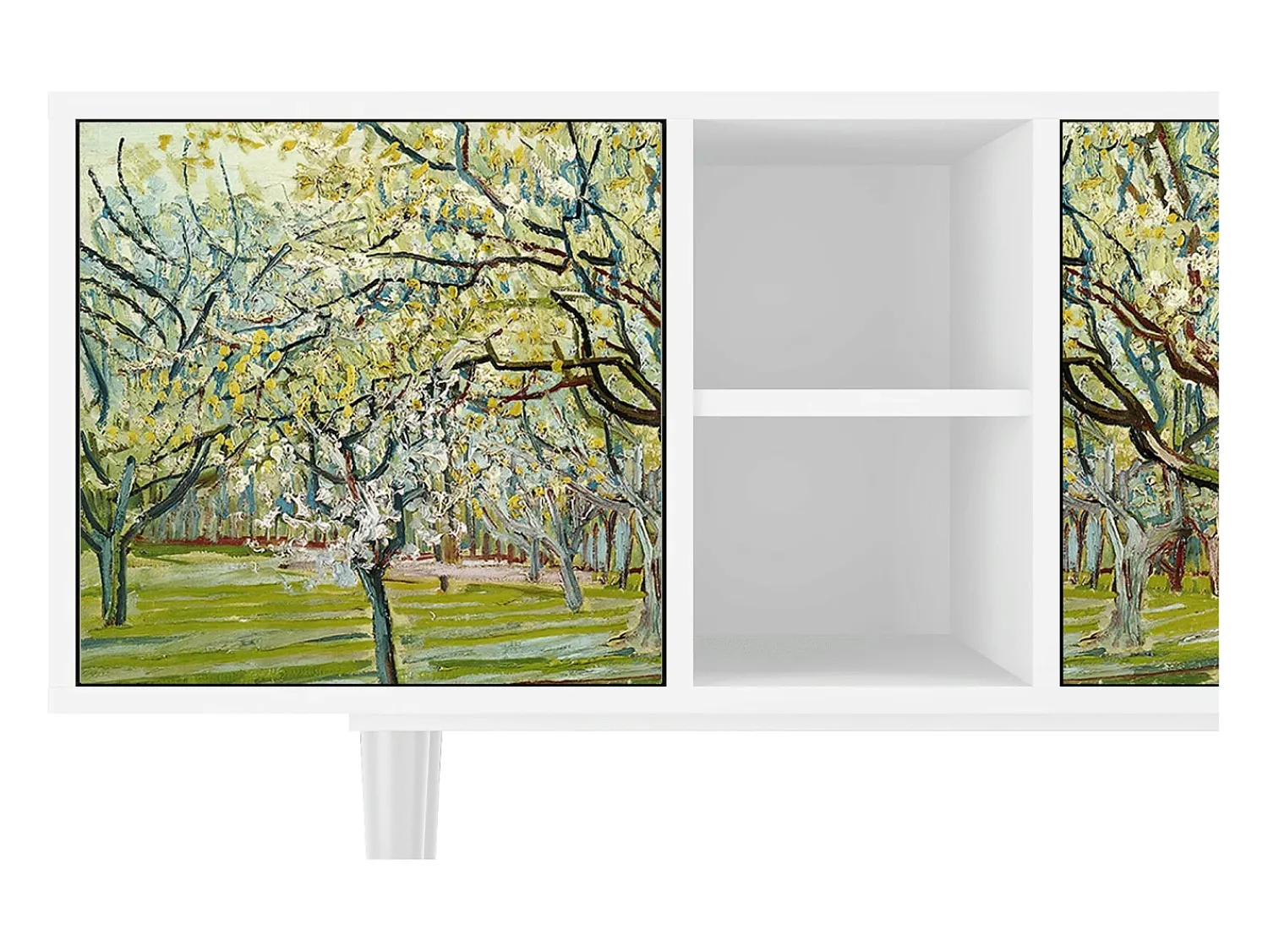 Móvel De Tv| Mueble de TV - 150х69х41 cm - T5 - The Branco Orchard, Branco Bege