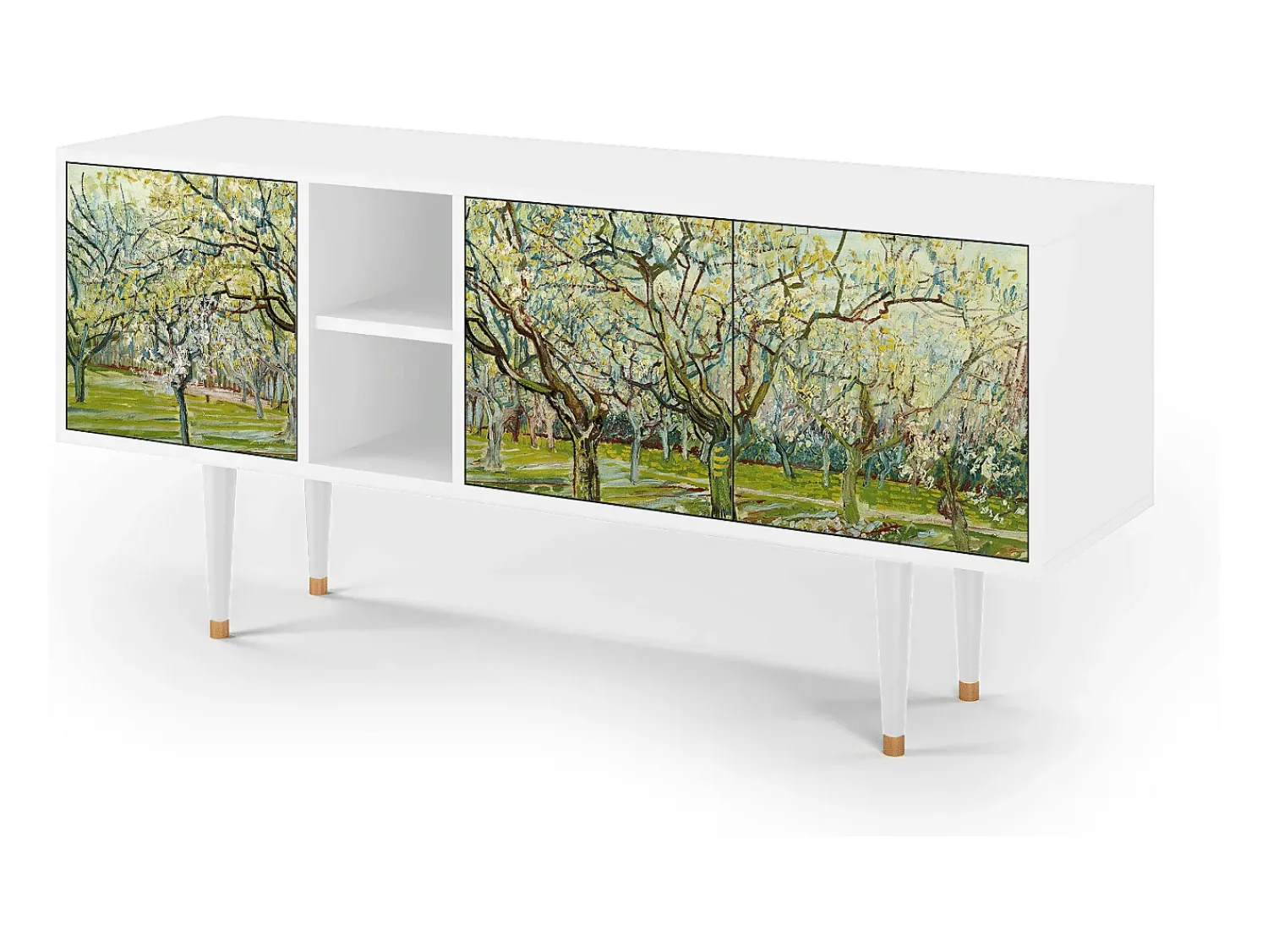 Móvel De Tv| Mueble de TV - 150х69х41 cm - T5 - The Branco Orchard, Branco Bege