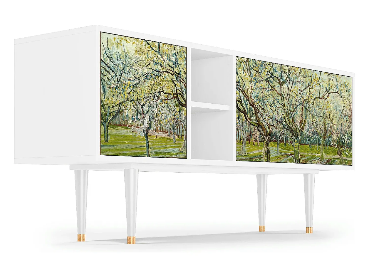 Móvel De Tv| Mueble de TV - 150х69х41 cm - T5 - The Branco Orchard, Branco Bege