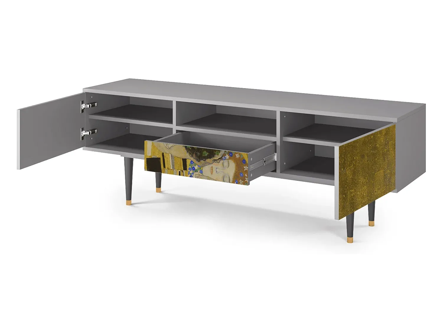 Discount Mueble de TV - 170х59х41 cm - T6 - The Kiss by Klimt , Cinza Cinzento
