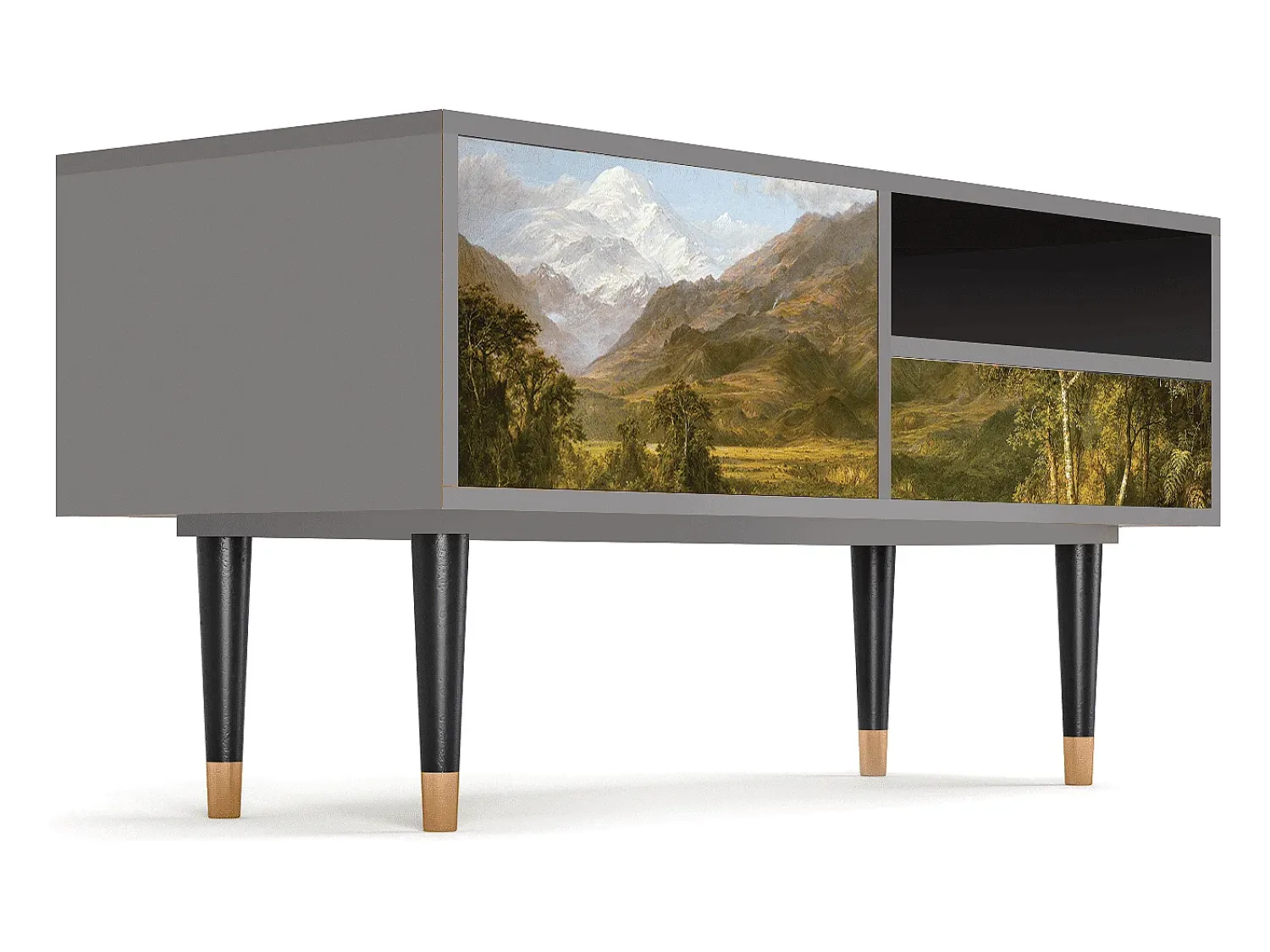Móvel De Tv| Mueble de TV - 115х59х48 cm - T3 - The Heart of the Andes , Cinza Cinzento