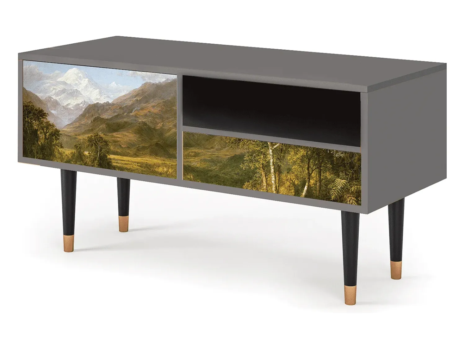 Móvel De Tv| Mueble de TV - 115х59х48 cm - T3 - The Heart of the Andes , Cinza Cinzento