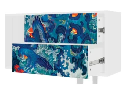 Móvel De Tv| Mueble de TV - 170х69х48 cm - T1 - The Girl - James Jean, Branco Bege