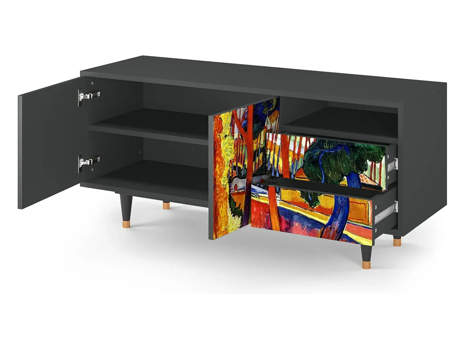 Móvel De Tv| Mueble de TV - 125х56х41 cm - T7 - The Turning Road, Antracite Cinza antracite