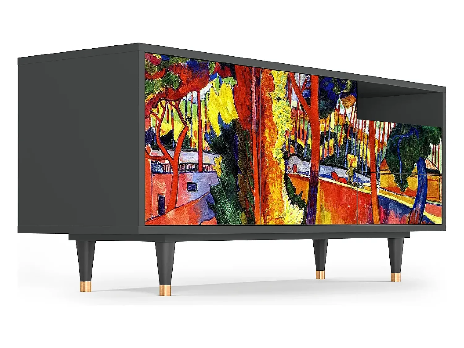 Móvel De Tv| Mueble de TV - 125х56х41 cm - T7 - The Turning Road, Antracite Cinza antracite