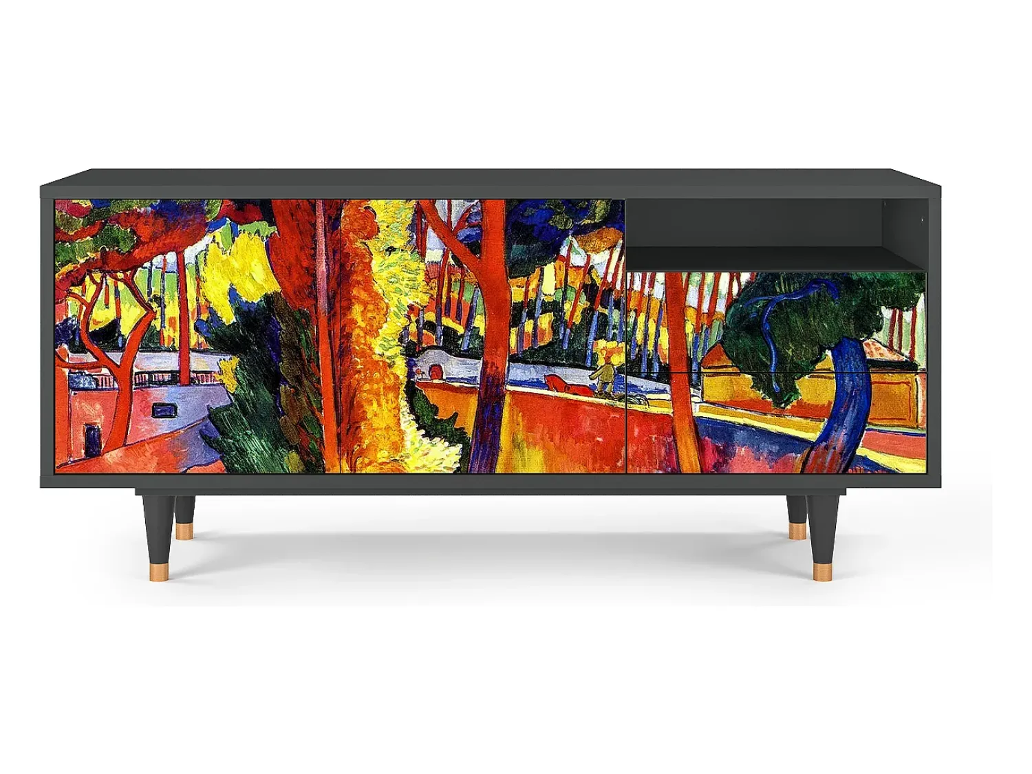 Móvel De Tv| Mueble de TV - 125х56х41 cm - T7 - The Turning Road, Antracite Cinza antracite