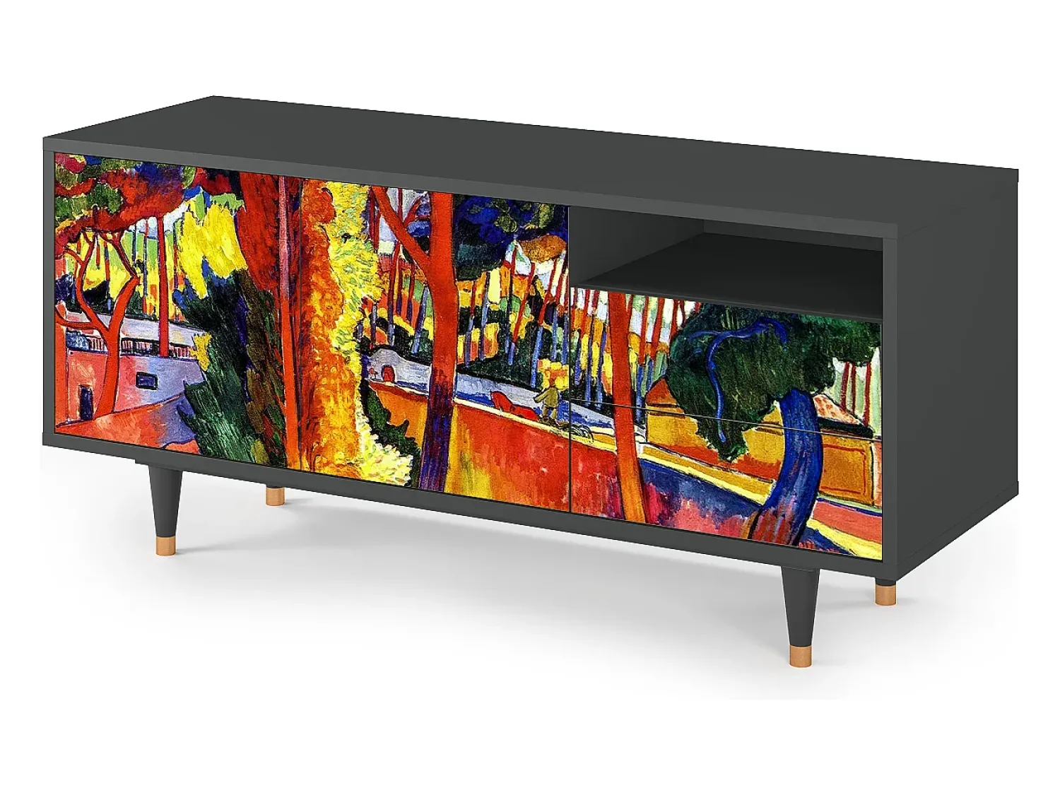 Móvel De Tv| Mueble de TV - 125х56х41 cm - T7 - The Turning Road, Antracite Cinza antracite