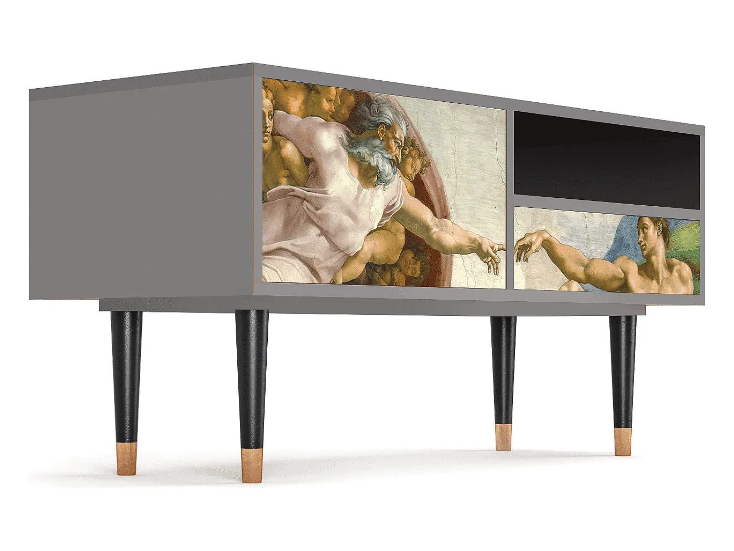 Móvel De Tv| Mueble de TV - 115х59х48 cm - T3 - The Creation of Adam, Cinza Cinzento