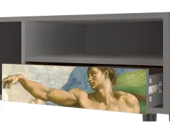 Móvel De Tv| Mueble de TV - 115х59х48 cm - T3 - The Creation of Adam, Cinza Cinzento