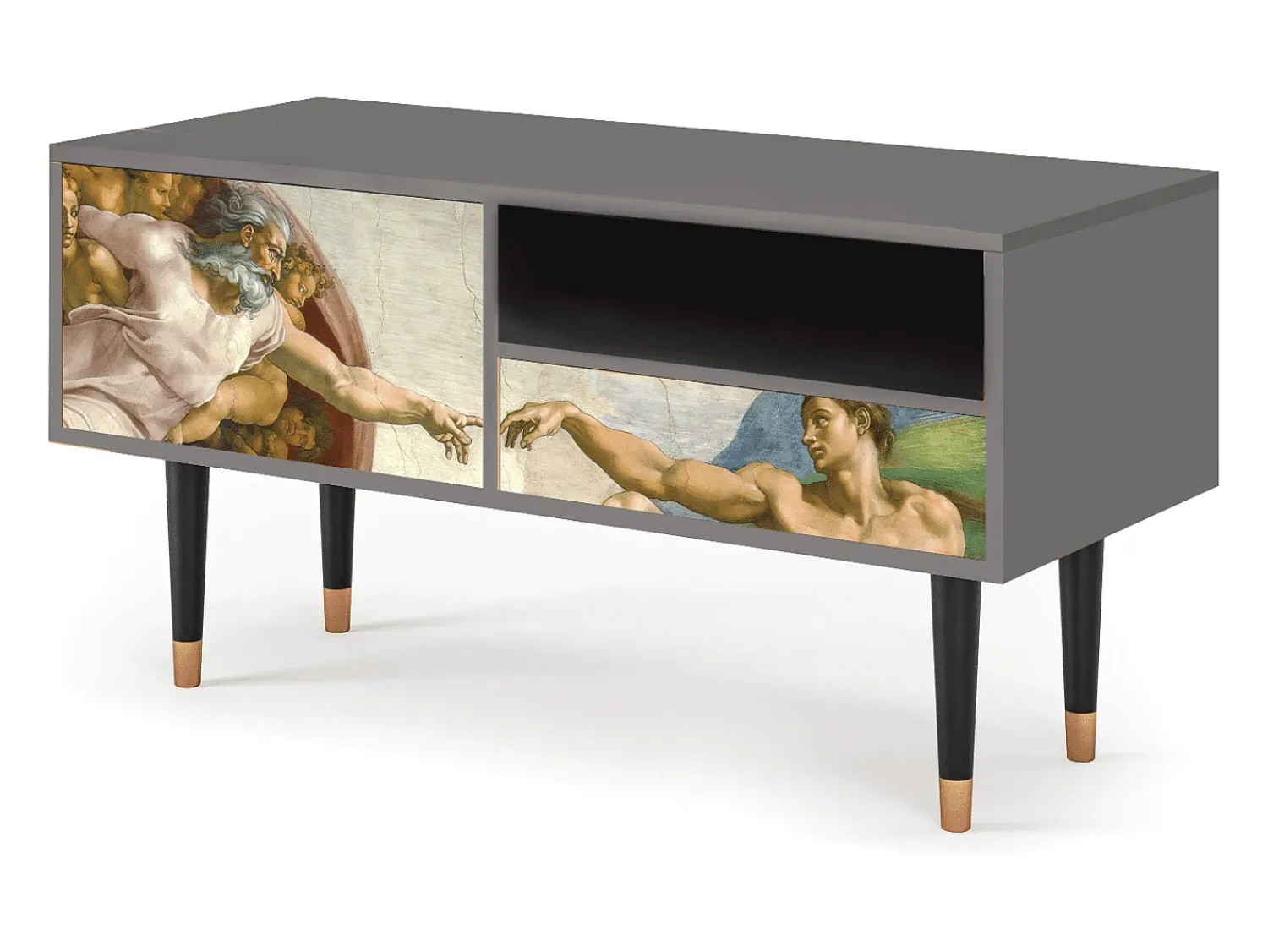 Móvel De Tv| Mueble de TV - 115х59х48 cm - T3 - The Creation of Adam, Cinza Cinzento