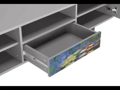 Móvel De Tv| Mueble de TV - 170х59х41 cm - T6 - The water lily pond , Cinza Cinzento