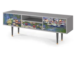 Móvel De Tv| Mueble de TV - 170х59х41 cm - T6 - The water lily pond , Cinza Cinzento