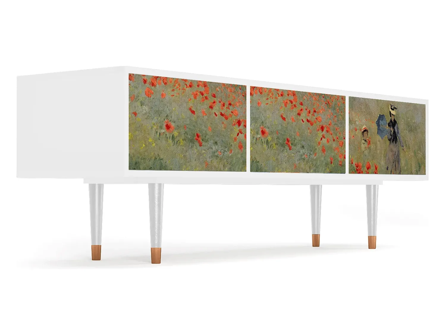 Móvel De Tv* Mueble de TV - 170х59х48 cm - T4 - The Poppy Field , Branco Bege
