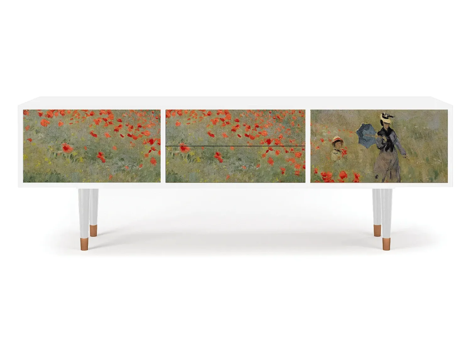 Móvel De Tv* Mueble de TV - 170х59х48 cm - T4 - The Poppy Field , Branco Bege