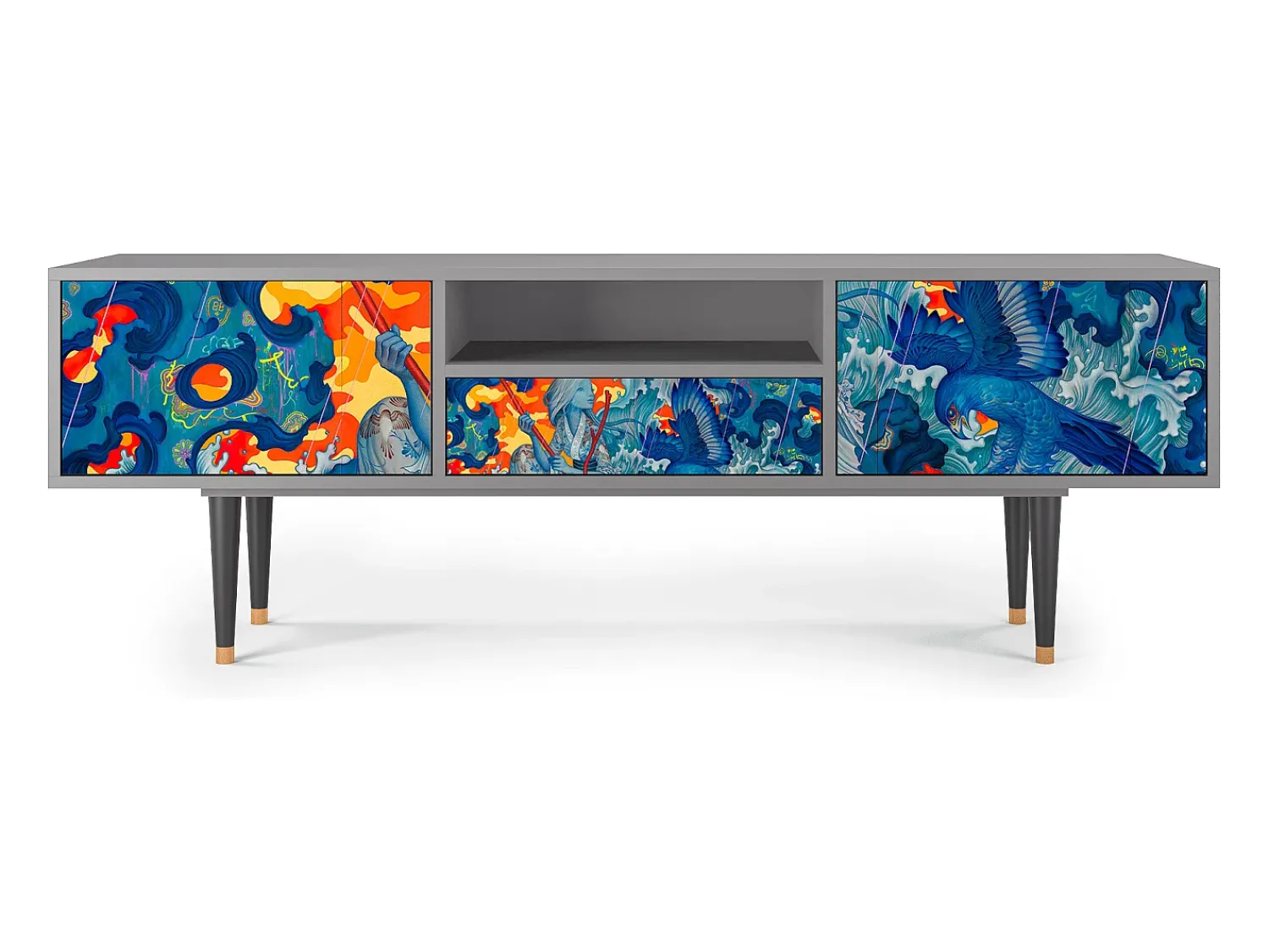 Online Mueble de TV - 170х59х41 cm - T6 - The Girl - James Jean, Cinza Cinzento