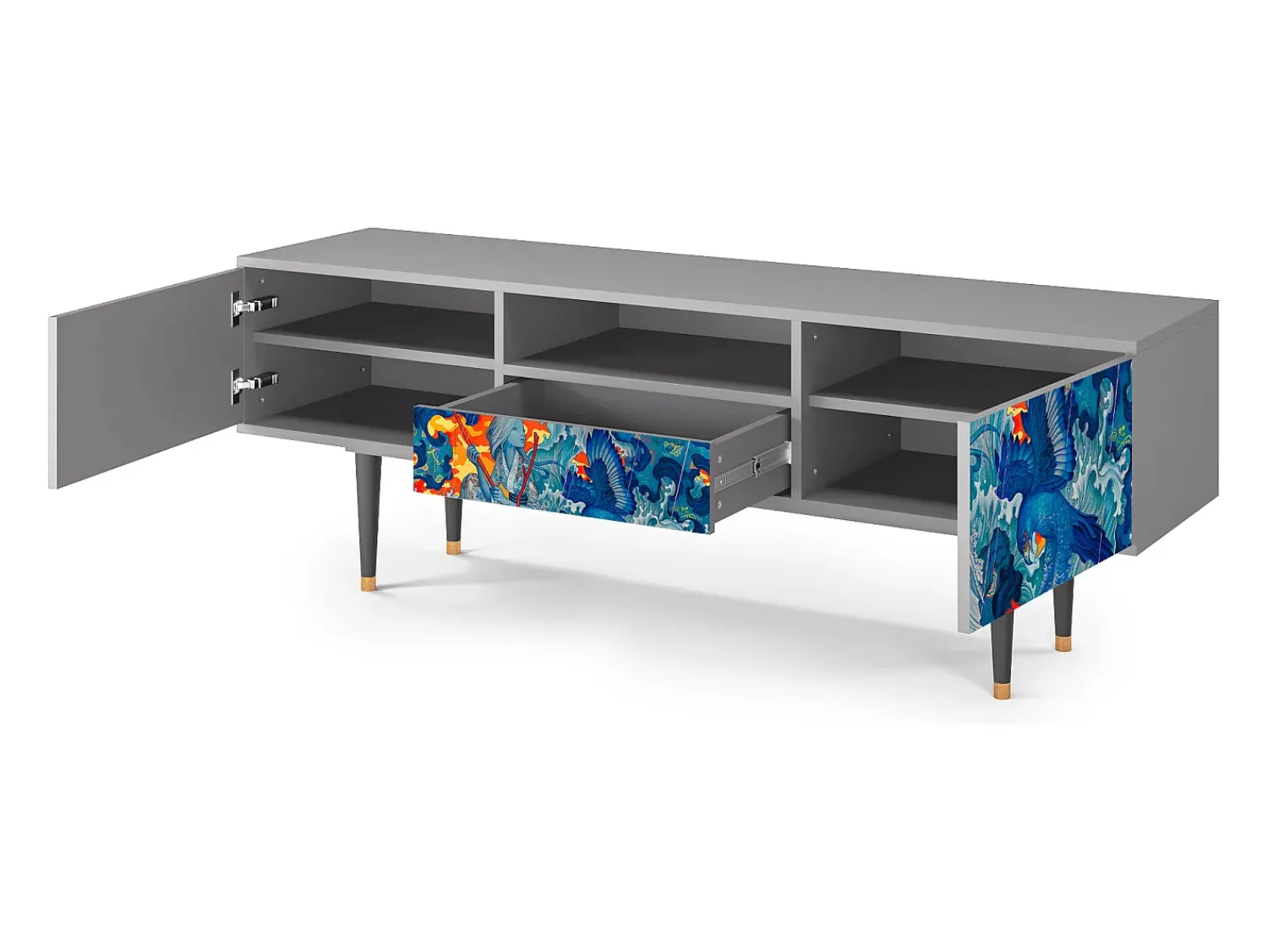 Online Mueble de TV - 170х59х41 cm - T6 - The Girl - James Jean, Cinza Cinzento