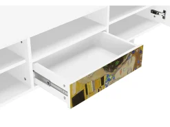Móvel De Tv* Mueble de TV - 170х59х41 cm - T6 - The Kiss by Klimt , Branco Bege