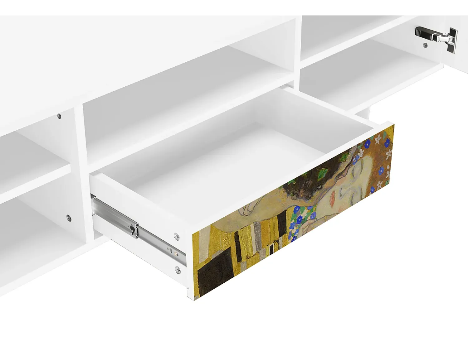 Móvel De Tv* Mueble de TV - 170х59х41 cm - T6 - The Kiss by Klimt , Branco Bege