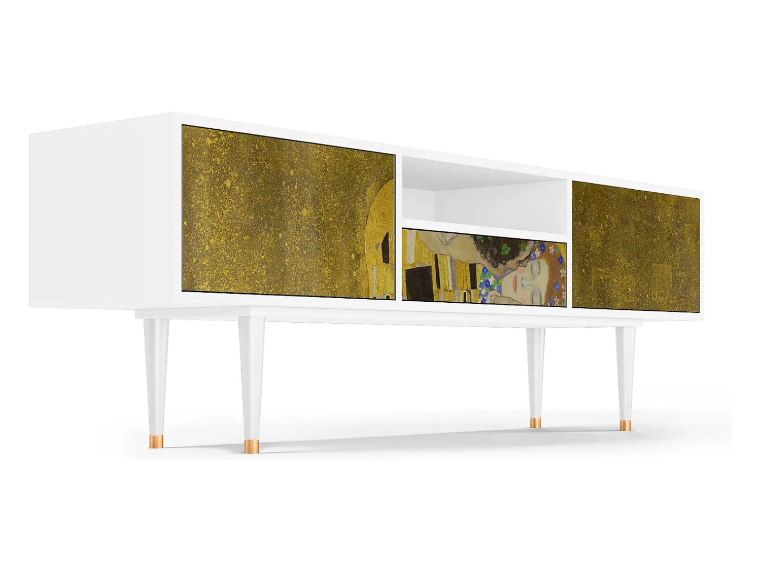 Móvel De Tv* Mueble de TV - 170х59х41 cm - T6 - The Kiss by Klimt , Branco Bege