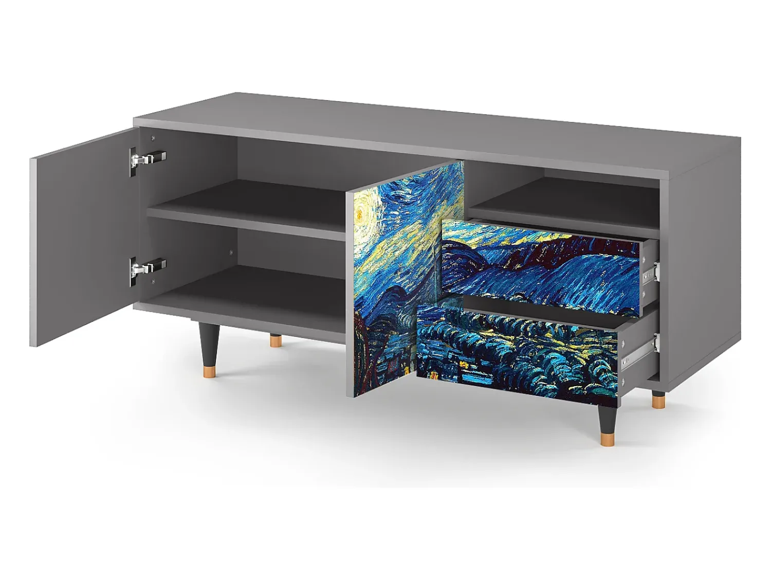 Mueble de TV - 125х56х41 cm - T7 - The Starry Night , Cinza^ Móvel De Tv