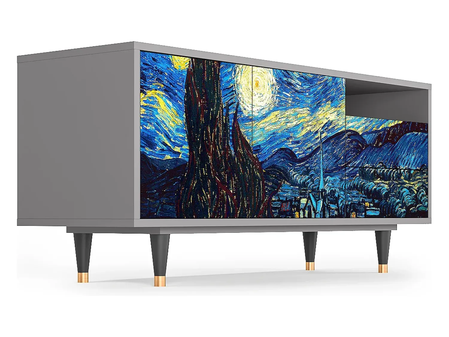 Mueble de TV - 125х56х41 cm - T7 - The Starry Night , Cinza^ Móvel De Tv