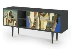 Móvel De Tv* Mueble de TV - 150х69х41 cm - T5 - The Cubist Paintings , Antracite Cinza antracite