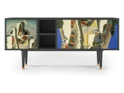 Móvel De Tv* Mueble de TV - 150х69х41 cm - T5 - The Cubist Paintings , Antracite Cinza antracite