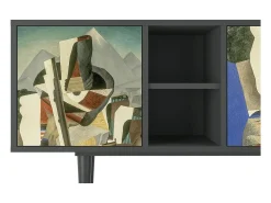 Móvel De Tv* Mueble de TV - 150х69х41 cm - T5 - The Cubist Paintings , Antracite Cinza antracite