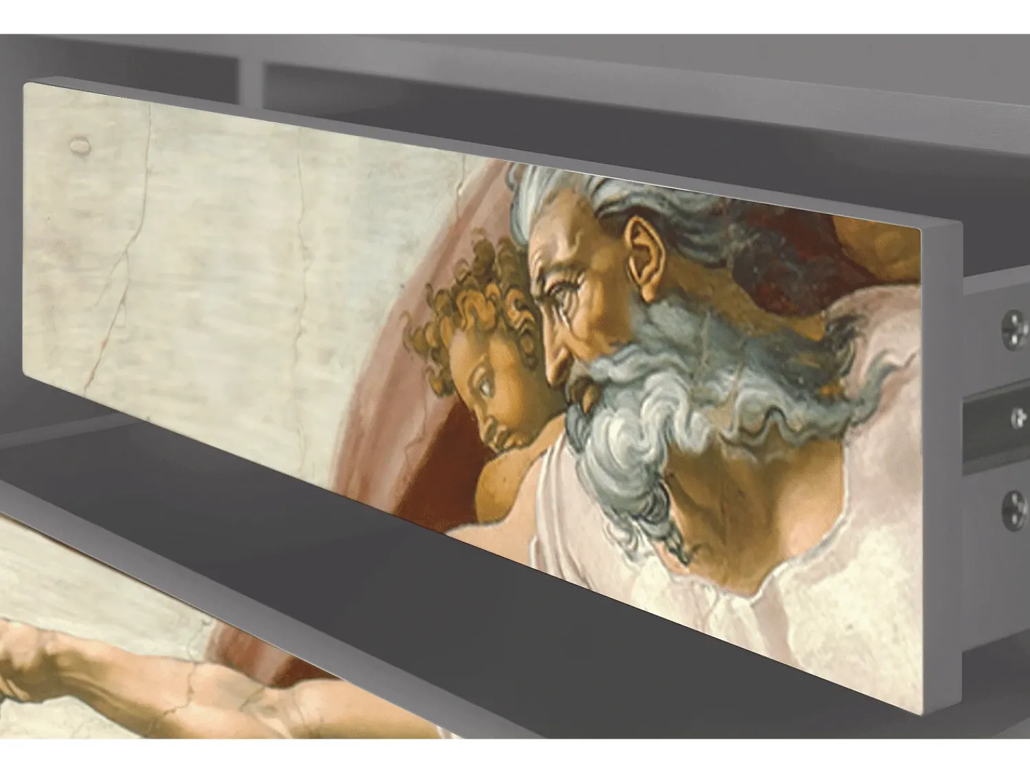 Mueble de TV - 170х59х48 cm - T4 - The Creation of Adam, Cinza^ Móvel De Tv