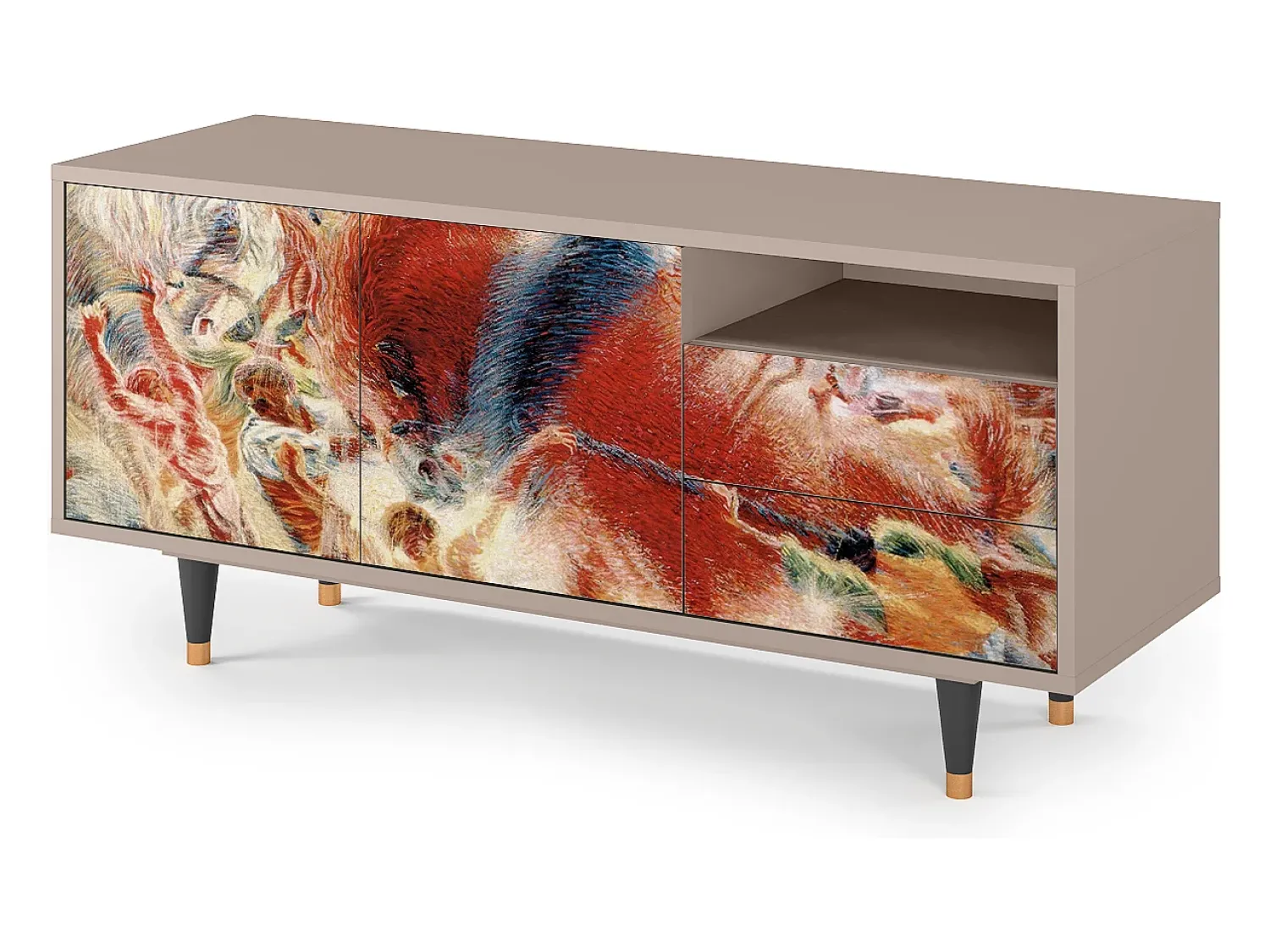 Móvel De Tv| Mueble de TV - 125х56х41 cm - T7 - The City Rises, Latte Bege