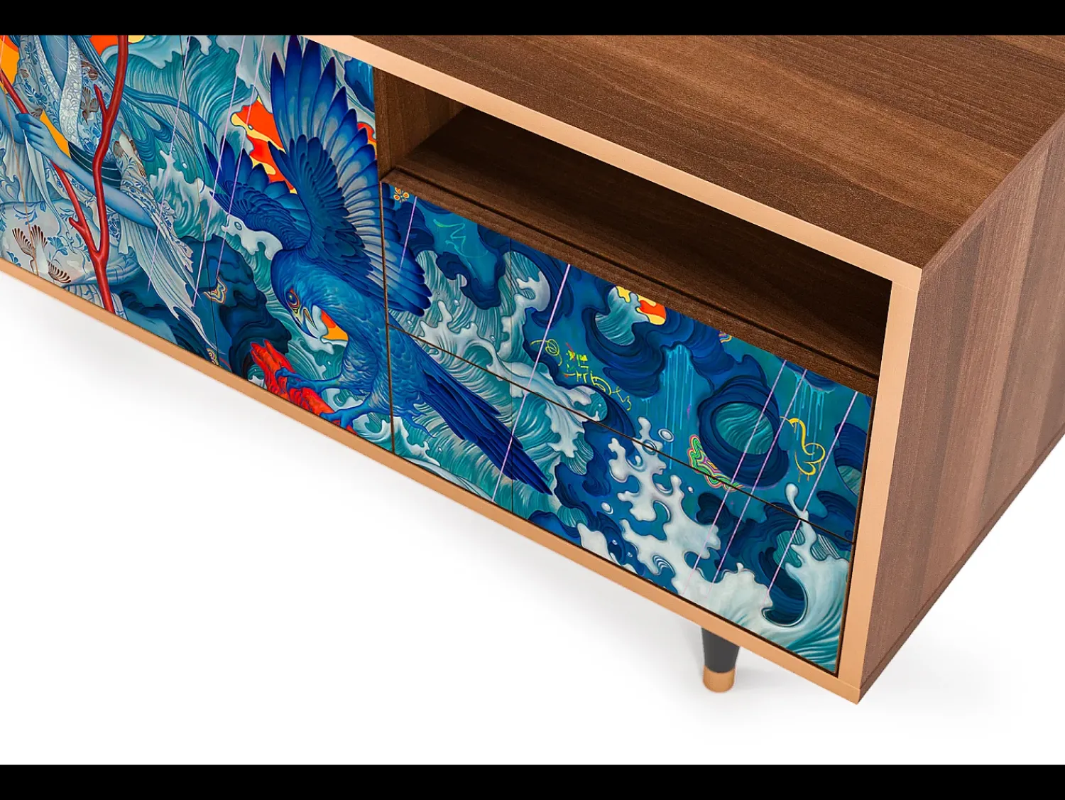 Móvel De Tv| Mueble de TV - 125х56х41 cm - T7 - The Girl - James Jean, Nogueira Castanho
