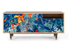 Móvel De Tv| Mueble de TV - 125х56х41 cm - T7 - The Girl - James Jean, Nogueira Castanho