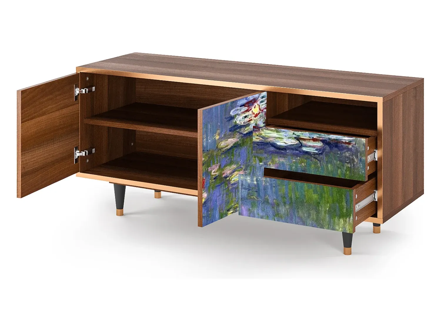 Móvel De Tv* Mueble de TV - 125х56х41 cm - T7 - The water lily pond , Nogueira Castanho
