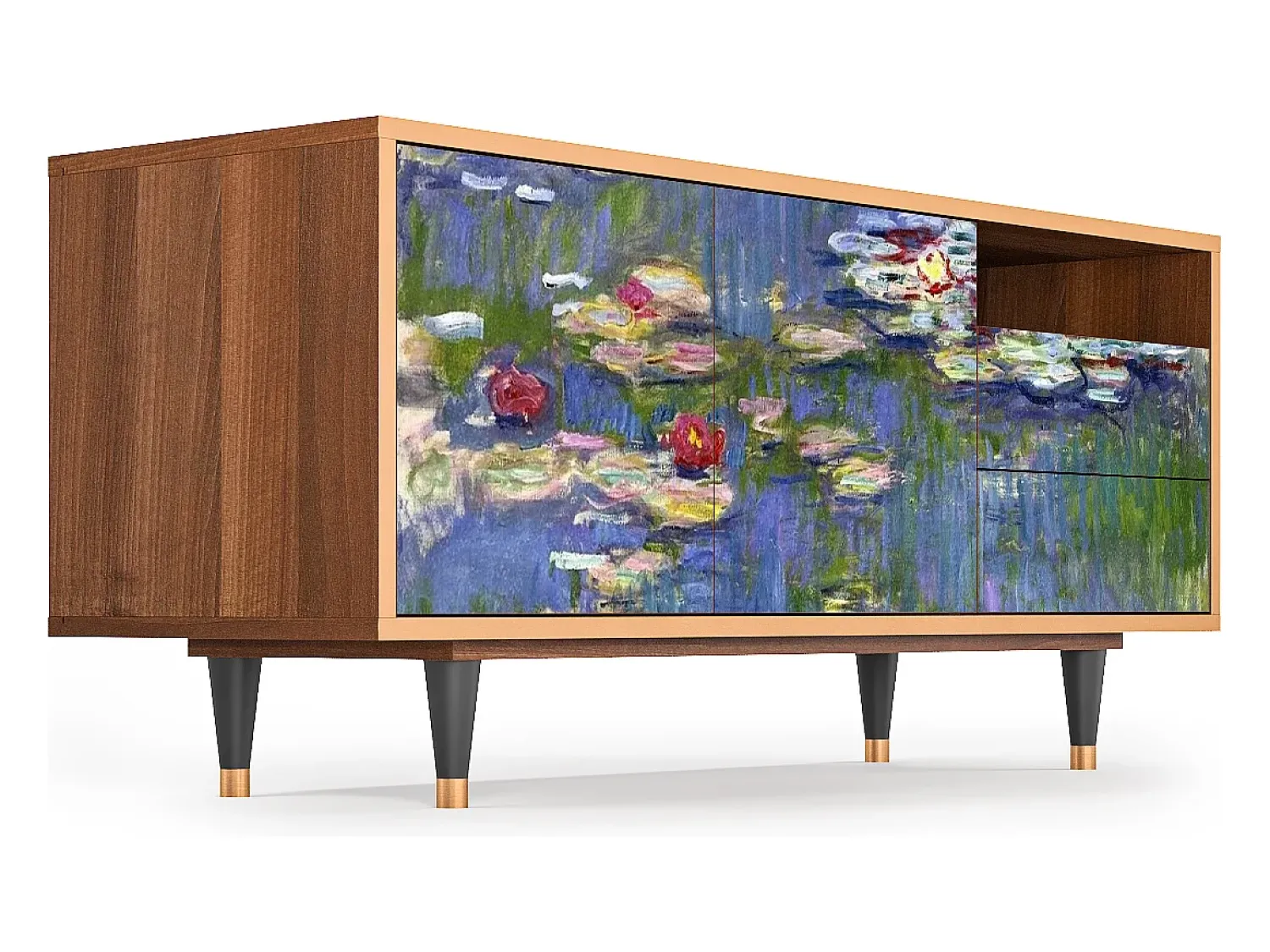 Móvel De Tv* Mueble de TV - 125х56х41 cm - T7 - The water lily pond , Nogueira Castanho