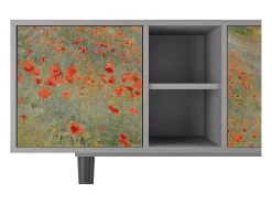 Móvel De Tv| Mueble de TV - 150х69х41 cm - T5 - The Poppy Field , Cinza Cinzento