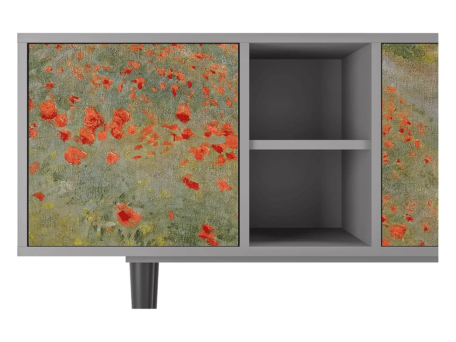 Móvel De Tv| Mueble de TV - 150х69х41 cm - T5 - The Poppy Field , Cinza Cinzento