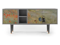 Móvel De Tv| Mueble de TV - 150х69х41 cm - T5 - The Poppy Field , Cinza Cinzento