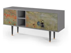 Móvel De Tv| Mueble de TV - 150х69х41 cm - T5 - The Poppy Field , Cinza Cinzento