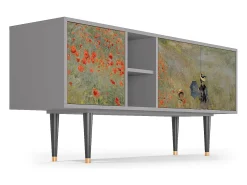 Móvel De Tv| Mueble de TV - 150х69х41 cm - T5 - The Poppy Field , Cinza Cinzento